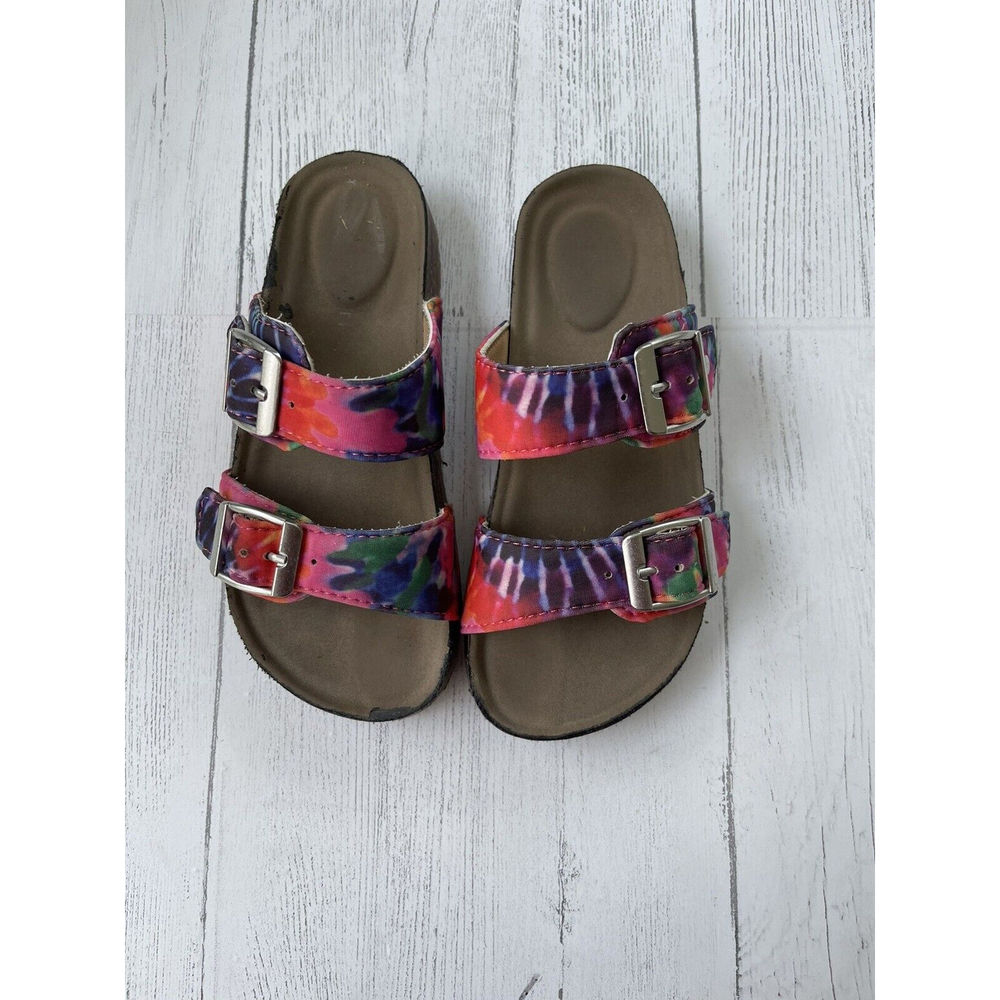 Wonder nation Girls Tie Dye Neon Strap Sandals, Size 13